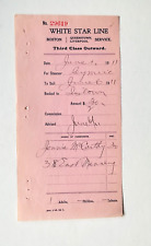 WHITE STAR LINE SS CYMRIC RECEIPT JUNE 6, 1911 to QUEENSTOWN 113 YEARS AGO picture