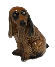 Vintage Ceramic 1960s Brown Basset Hound Cocker Spaniel Dog Figurine Brazil MCM picture