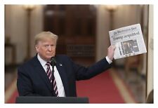 PRESIDENT DONALD TRUMP HOLDING TRUMP ACQUITTED NEWSPAPER 4X6 PHOTO picture