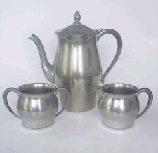 Vintage Woodbury International Pewter Tea Coffee Pot Creamer Sugar Pewterers Set picture