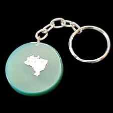 Brazil Keychain Brasil Green Silver-tone Round Disc Souvenir South America Gift picture