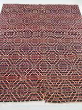 Antique American Reversible Jacquard Loomed Woolen Coverlet 208x182cms picture
