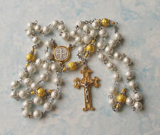 UNIQUE Eye catching sparkling 2-Tone St. BENEDICT Rosary~Italy~Handmade picture
