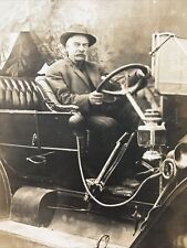Old Antique Automobile Car Roadster Mustache Man Real Photo Postcard Azo RPPC picture