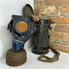 WW2 German Gas Mask Black GM 38 With FE37 Filter & Black PRESTAG 1936 Canister picture