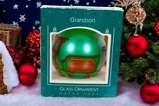 Vintage Hallmark Ornament 1985 Grandson Glass in box Lot 155  picture