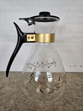 Retro MCM Vintage Tricolette Flameproof Glass Coffee Carafe 8 Cups Gold Vines picture