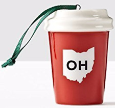 Starbucks 2016 Ohio OH Red Ceramic Cold Cup Tumbler Ornament NEW picture