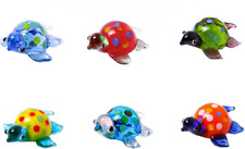 6 Pack Handmade Tiny Sea Turtle Art Glass Blown Sea Animal Figurine Gardens Figu picture