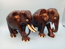 Vintage 1950s Handcrafted Ebony Ceylon Wood Elephants Read Discripion picture