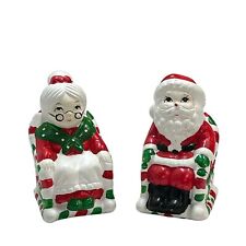 Vintage Santa Mrs Claus Salt Pepper Shakers Ceramic Hand Painted Holiday picture