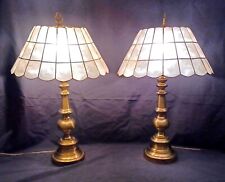 Pair of Lamps With Vintage Capiz Shell Lamp Shades picture