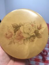 Vintage Alabaster Trinket Round Box with Pink And White Flowers Made In Italy picture