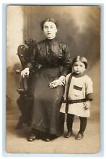 c1910's Grandma And Little Girl Studio Portrait RPPC Photo Antique Postcard picture