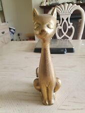 Vintage Mid Century Modern Brass Cat Ornament 9 Inch Tall, Weight 624g picture