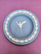 Vintage WEDGWOOD Jasperware Miniature Plate- BERMUDA LONGTAIL BIRD Small Blue picture
