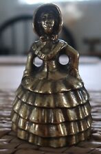 Antique Brass Table Bell Lady In Dress 3 1/2