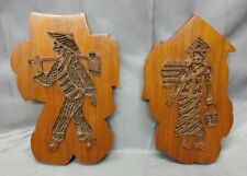 Old Vintage Asian Art Plaques Mid Century Modern MCM picture