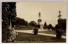 RPPC Hotel Champlain, Flower Garden, Plattsburgh NY New York Vintage Postcard picture