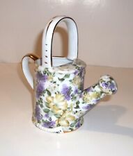 Porcelain Miniature Lavender Floral Watering Can Figurine picture