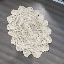 Beautiful Antique Vintage Ecru Handmade Small Doily Table Dresser Topper picture