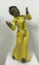 Vintage Enesco Asian Guy In Yellow Gown Hand Painted Porcelain Bisque Figurine  picture