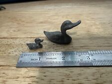 2 Vintage Pewter Ducks miniture figurines picture