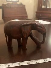 Vintage Hand Carved Wooden Elephant Statue picture