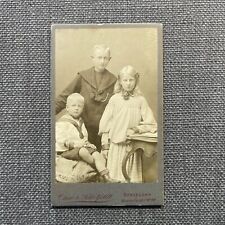 CDV Photo Antique Portrait Group Girl in Dress and Boys in Sailor Suits Germany picture