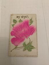 1912 Best Wishes Pink Rose Embossed Postcard picture