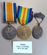 WW1 Canadian Medal Pair BWM & VICTORY & WELCOME HOME MEDAL 78th CEF Overseas picture