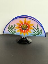 VTG HAND BLOWN GLASS , HAND PAINTED NAPKIN HOLDER - MADE IN MEXICO picture