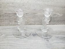 Pair of Vintage Etched  Glass Candle Holders picture