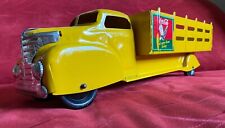 Coca-Cola 1940s MARX Pressed Steel Stake Bed Delivery Yellow Truck Almost Mint picture