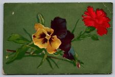 Violet and Carnation Combination-Antique German Postcard-Early 1900s picture