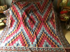 Vintage Quilt Purple Blue Red Yellow Small Squares 92”x 108”. King picture