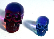 Rare Matched pair Lovely Resin By Ileana Sparkle Solid Resin Skulls.   picture