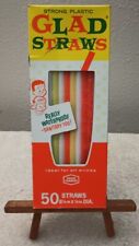 Vintage Collectible Sealed Box of 50 Glad Union Carbide Strong Plastic Straws picture
