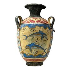 Three Handles Hydria Water Jar Minoan Vase Pottery Painting Dolphin Knossos picture