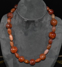 Beautiful Ancient Yamani Carnelian Stone Bead Necklace with Silver Clasp picture