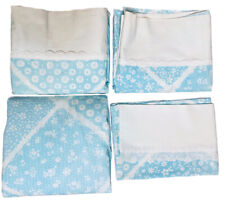 Wamsutta Ultracale Vintage Twin Sheet Set 4 Pc Set- Lt Blue Floral Please READ picture
