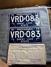 1973 Michigan License Plate Pair VRD-083 Great Lake State New Old Stock picture