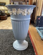 1950 Wedgewood Blue Vase Glazed Ceramic Vintage Glazed Beautiful Decor Floral picture