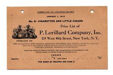 ORIG JAN 1915 P. LORILLARD CO NO. 6 PLUG SMOKING SCRAP FINE CUT TOBACCO CATALOG picture