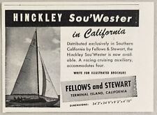 1947 Print Ad Hinckley Sou'Wester Sail Boat Fellows & Stewart Terminal Island,CA picture