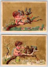 SET/2 CHILDREN IN TREES*FRENCH*CHERRIES*BIRDS*LIGHTING MATCHES*MY LITTLE FRIENDS picture