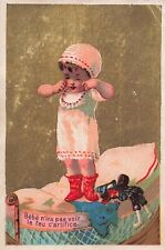 Sleepy Baby Toddler Victorian Trade Card c1880s French  *Ab9b picture