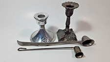 4pc Lot Metal Candle Holders Snuffers Signed Pewter USA Italy One Pot Metal picture