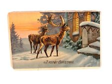 Antique Postcard Printed In Germany Christmas Deer Snow  picture