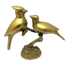 Vintage Solid Brass Couple Bird Figurine and Sculpture, Decorative Collectible picture
